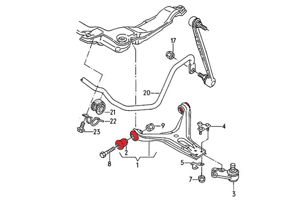 Control Arm Polyurethane Bushing 37mm - Audi B2/B3/B4